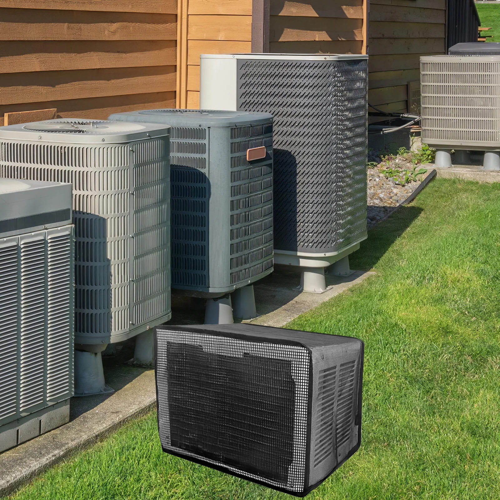 

U-Shaped Mesh Air Conditioner Cover Window Unit Full Coverage Outdoor Black Air Conditioner Protective Cover Outside