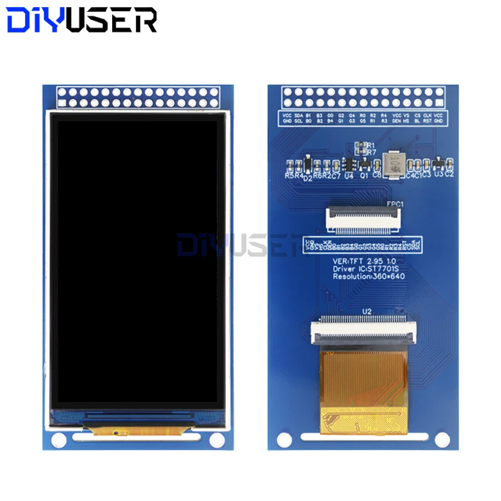 DIYUSER 2.95inch TFT LCD Module 360x640 ST7701 SPI RGB Interface Display Screen 3.3V 5V for Raspberry Pi