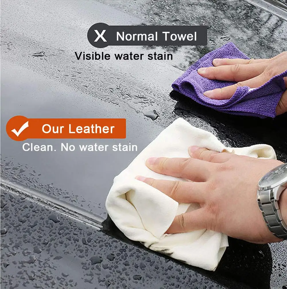 Natural Leather Car Wash Towels Are Highly Absorbent and Do Not Shed Hair Multi Use Quick Drying Cloth for Car Window Glass