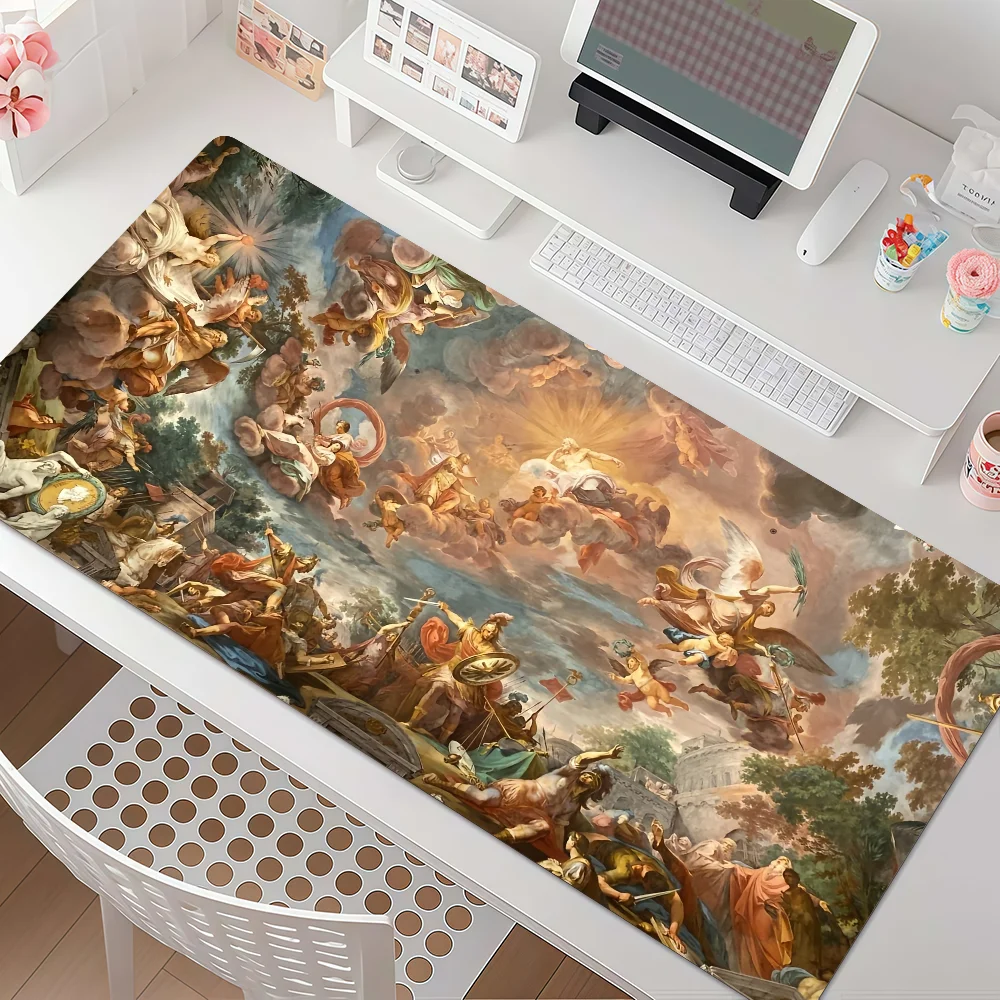 Renaissance Artwork Mouse Pad Large Non-Slip Waterproof Mat Stitched Edge Keyboard Pad for Gaming Daily Office