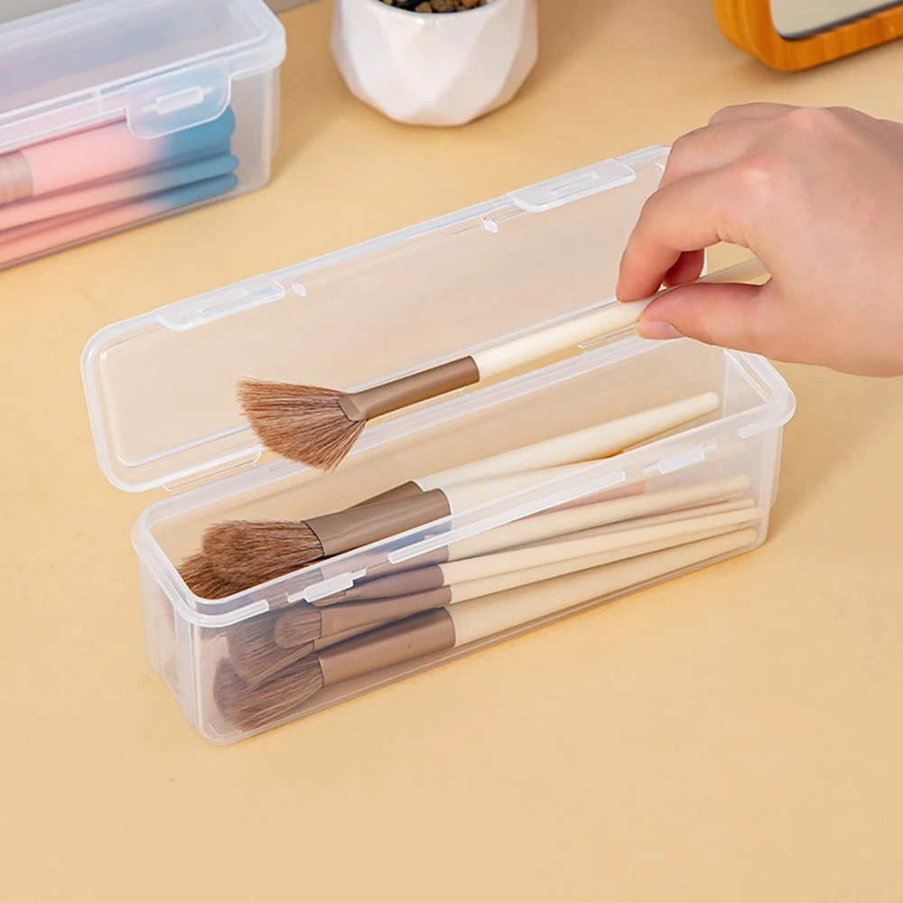 1PC Cosmetic Brush Storage Box Portable Dust Belt Cover  Powder Blusher Brush Eye Shadow Eyebrow Brush Sorting box