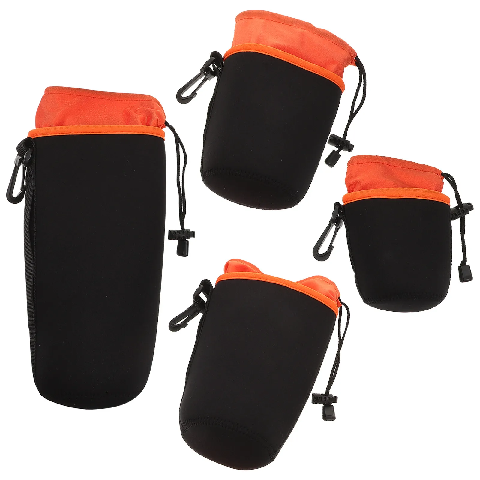 4Pcs Lens Storage Pouches Waterproof Camera Lens Bag Drawstring Design Dust Sand Impact Protection for All Camera Lenses