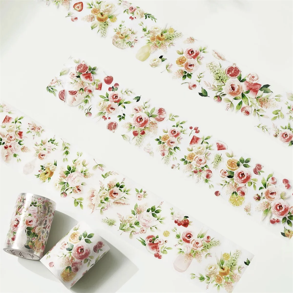 Vinatge Flower Fruit Tea Story Washi PET Tape for Card Making DIY Scrapbooking Plan Decorative Sticker