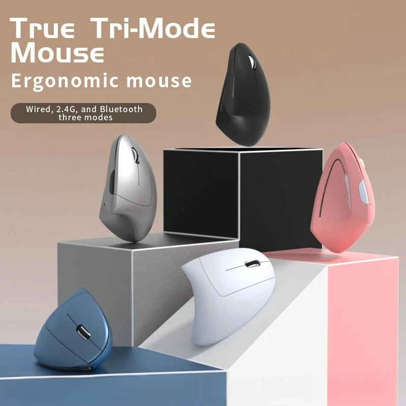 

Tri Mode Vertical Ergonomic Wireless Mouse 5 Levels Adjustable DPI Silent Click Long Lasting Battery For Laptop Desktop Notebook