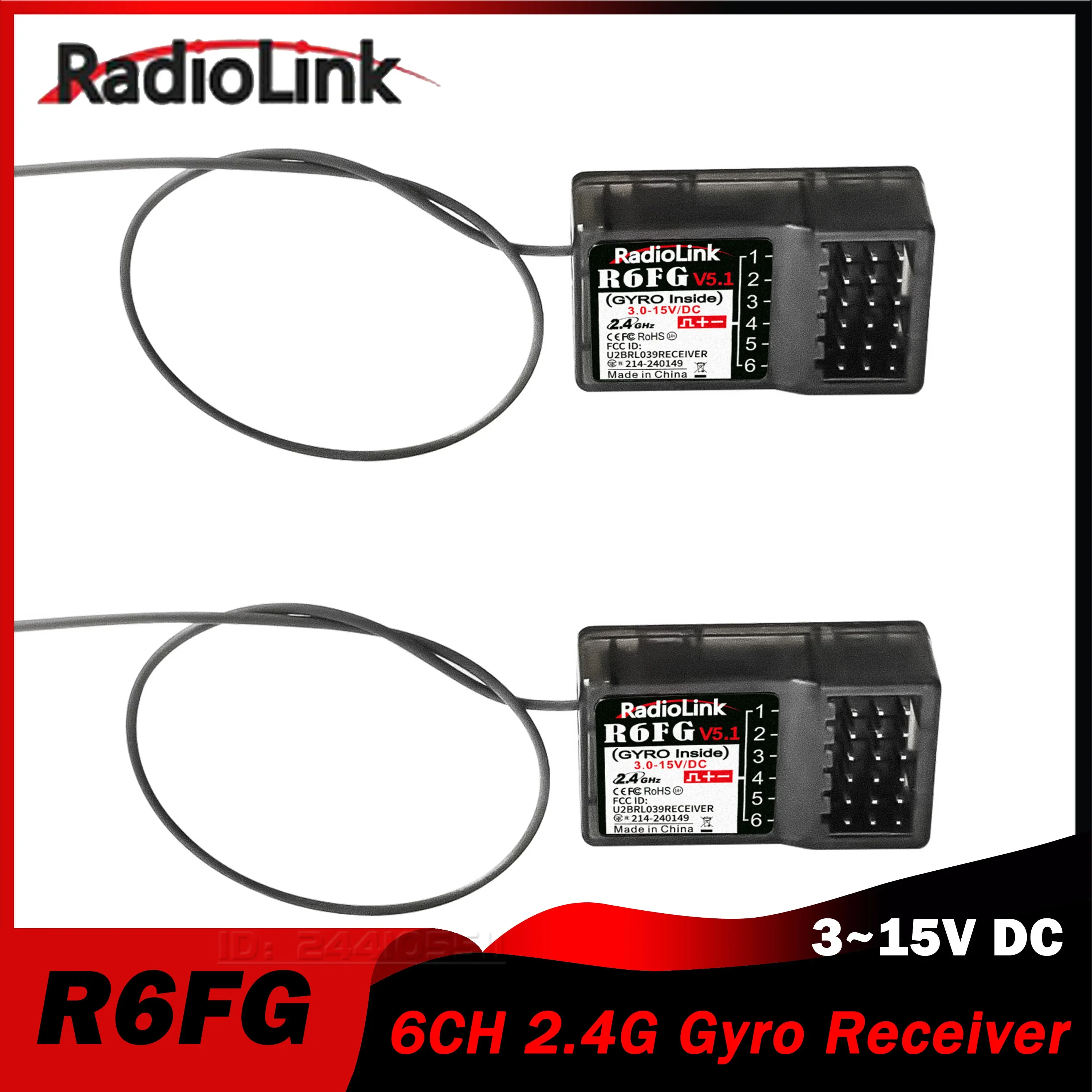 RadioLink 1/2/4PCS R6FG V5 6 Channel Gyro Receiver for RC Remote Controller Car Boat Model RC8X/RC6GS/RC4GS/T8FB/T8S Transmitter