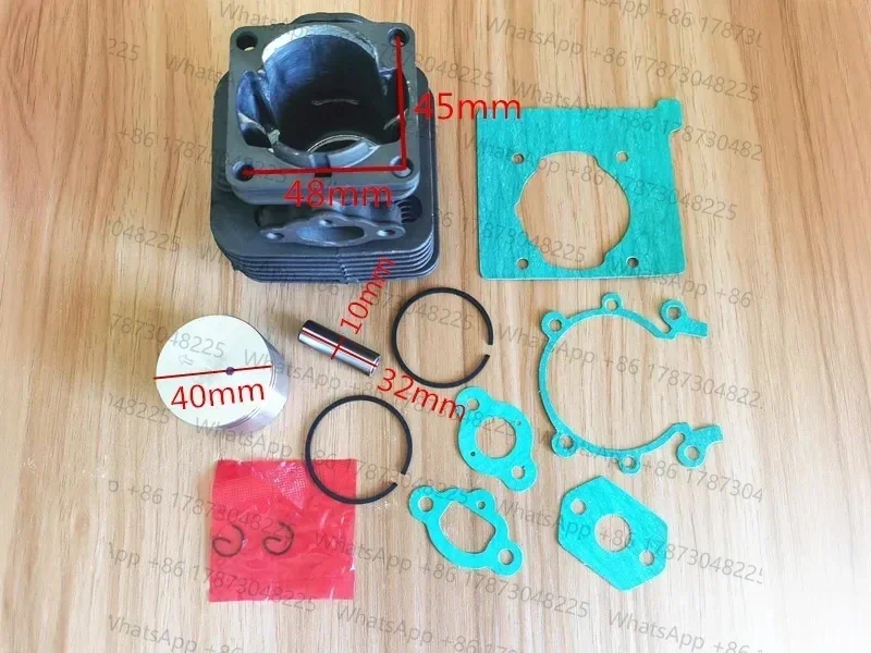 OM43 CYLINDER PISTON KIT 40MM WITH GASKET FOR SPARTA 42 44 OLEO-MAC 440T EFCO BCF420 DSF4200 741 ZYLINDER KOLBEN RING PIN CLIPS