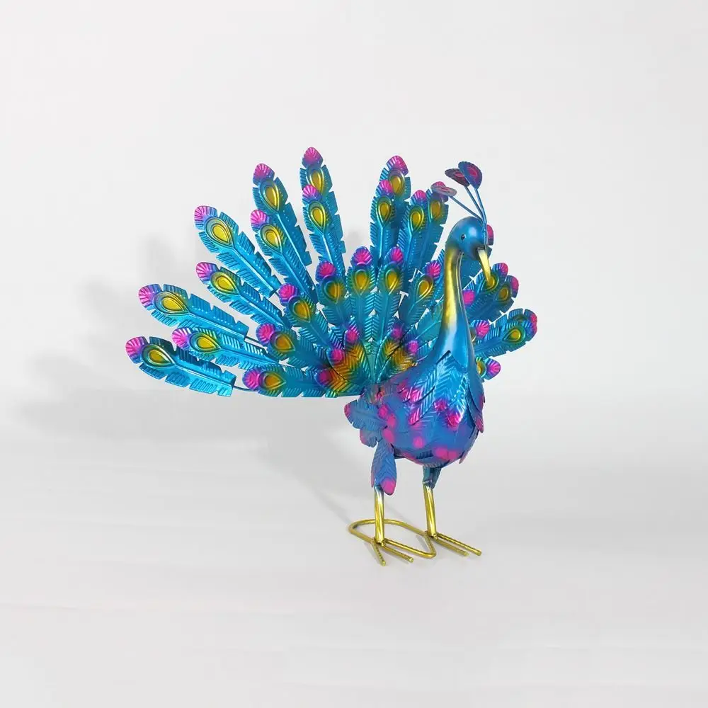 

Железная художественная имитация скульптуры павлина, милая съемная статуя павлина с открытым экраном, ремесла, миниатюры животных, фигурка, патио