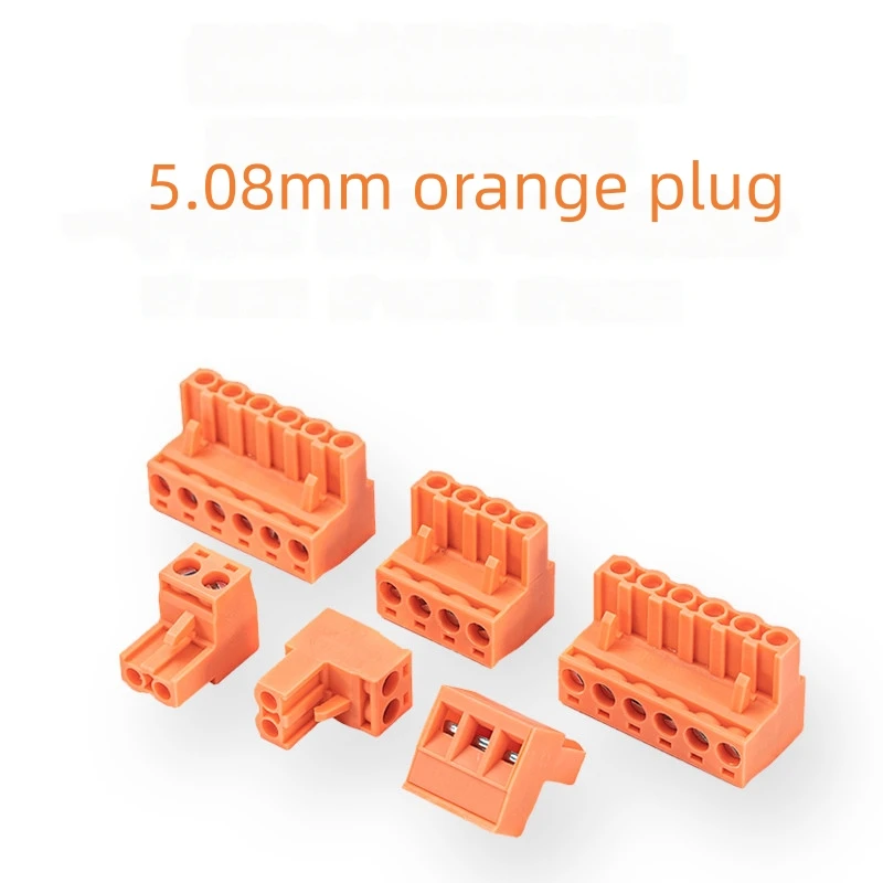 10PCS KF2EDGK 5.08 2EDG PCB 2PIN /3P/4P/5P/6P/7P/8P/9P/10P Connector Plug-In Terminal Block Housing Orange Color Contact
