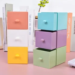 6-pack Free Combination Block Storage Box Cute Stackable Organizer Drawer Desktop Candy Colored Macaron Square Storage Box