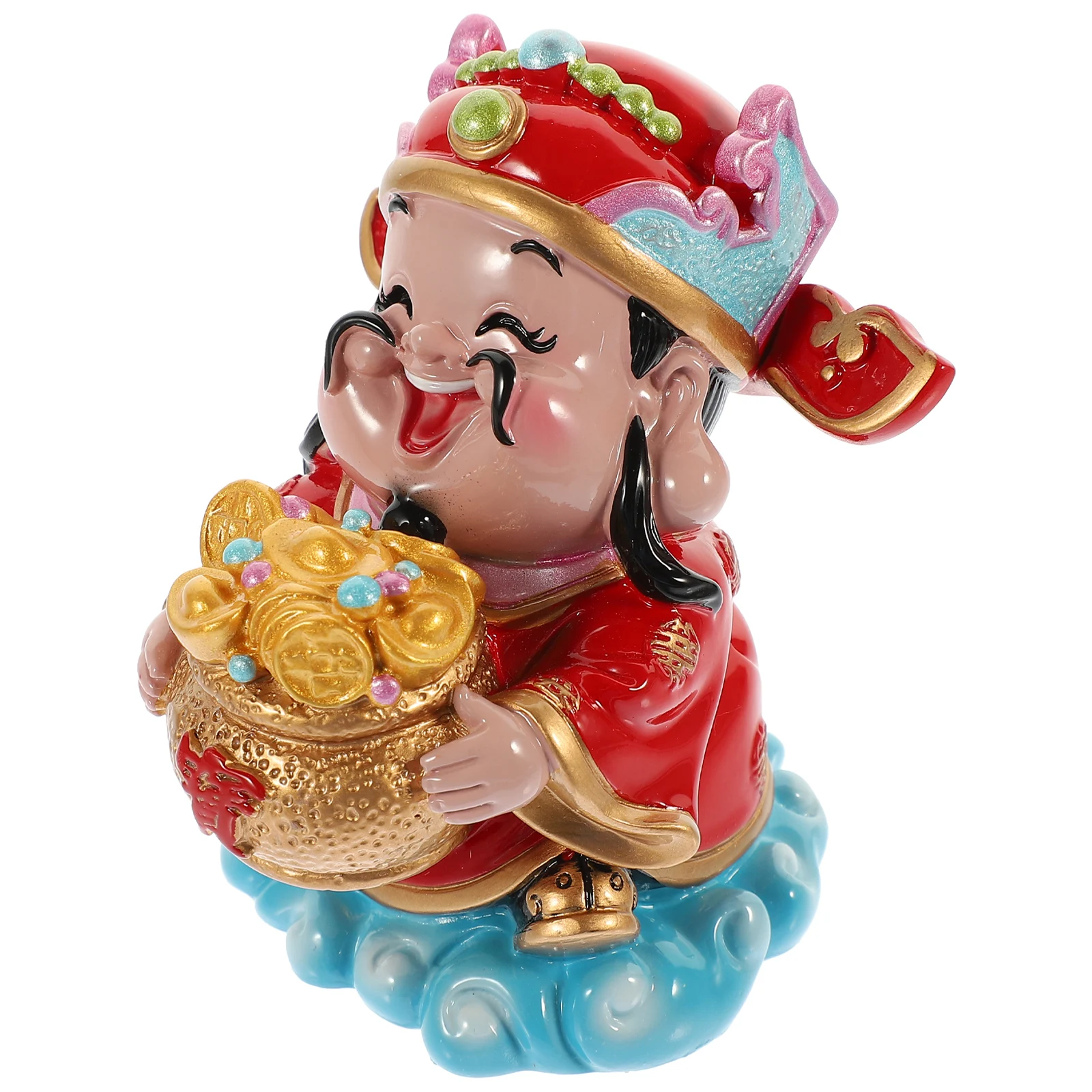 

Resin God of Wealth Statues Desktop naments Home Decor Gifts Vivid Lovely Pieces Bright Colors Chinese Style Wealth Blessing