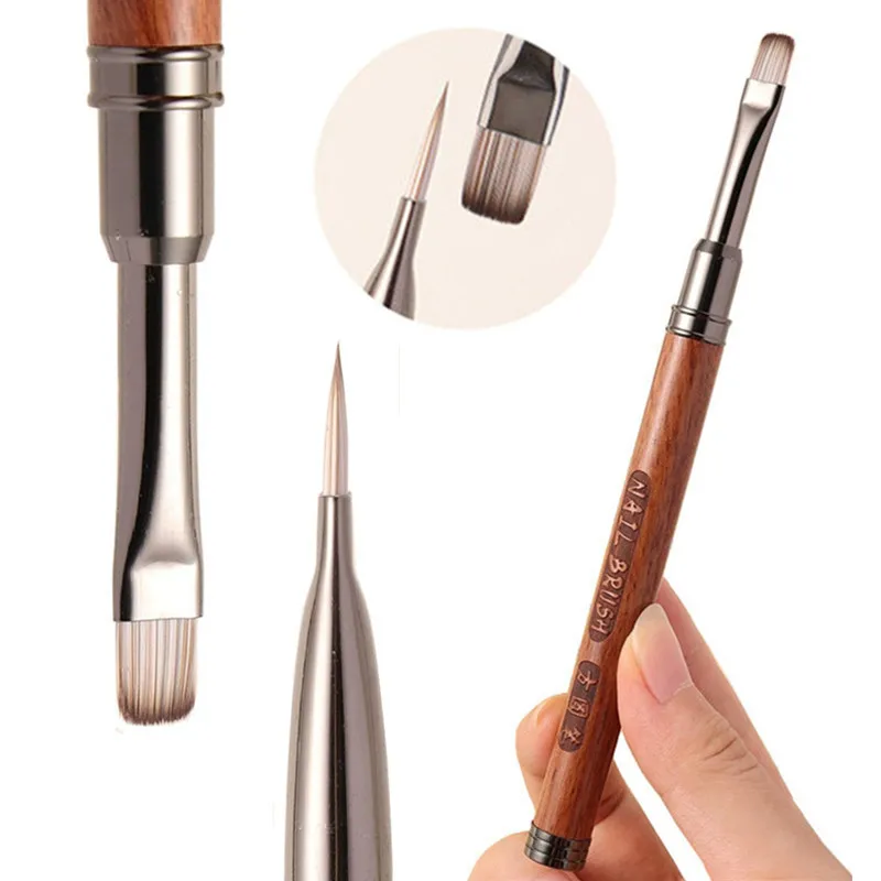 1/12개입 샌달우드 핸들 네일 드로잉 브러쉬 매니큐어 라인 페인팅 그라데이션 UV 젤 익스텐션 빌더 드로잉 펜