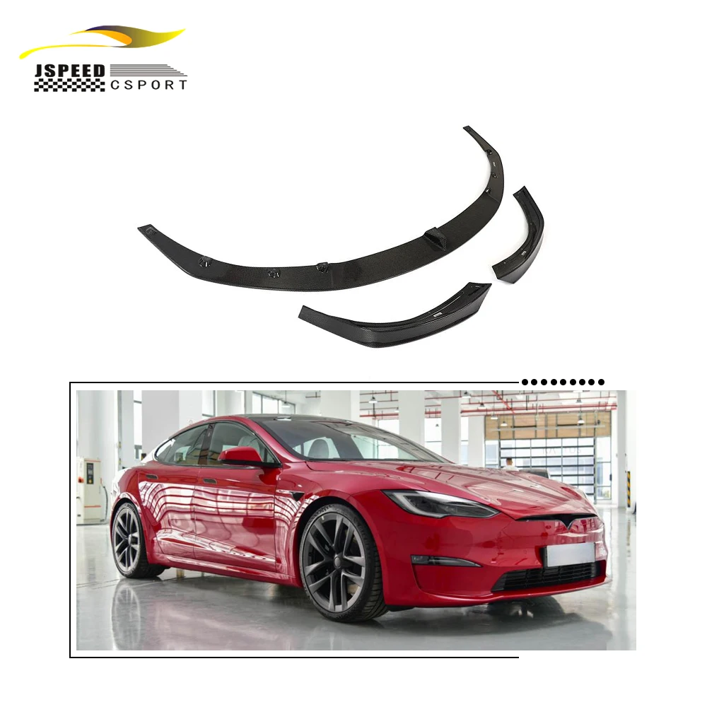 

Suitable for Tesla MODEL S checkered 2021-2023 Carbon fiber front bumper lip