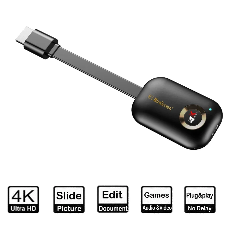 Mirascreen G9 Plus 2.4G/5G 4K Wireless H.265 HD Wifi Display Dongle for Miracast Airplay DLNA TV Stick for For Android IOS to TV