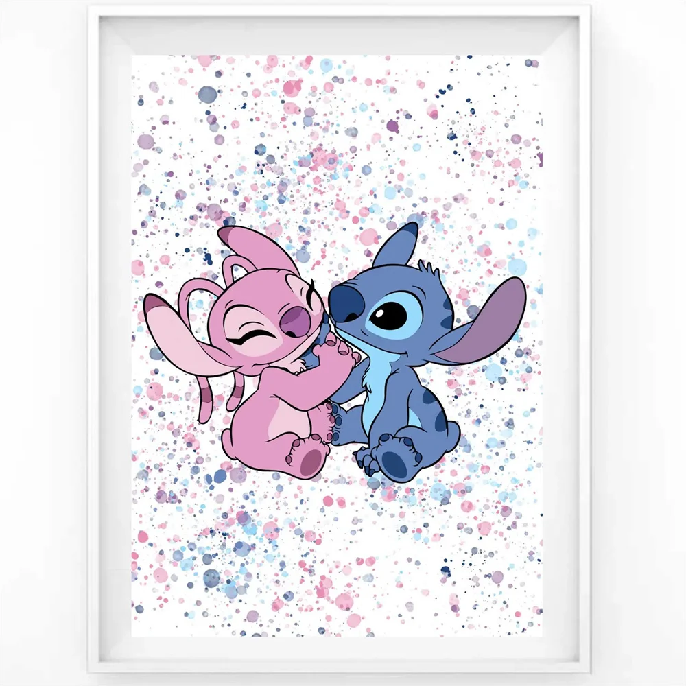 Disney Stitch Paint Splash Cartoon Canvas Prints Poster Children Anime Figure Wall Art Painting Picture Wall Painting Home Decor