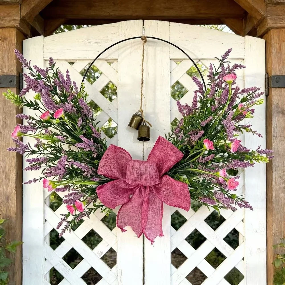 1Pc Red Handmade Floral Wreath 50cm Lightweight Plastic Hanging Door Decor For Spring Valentine Party