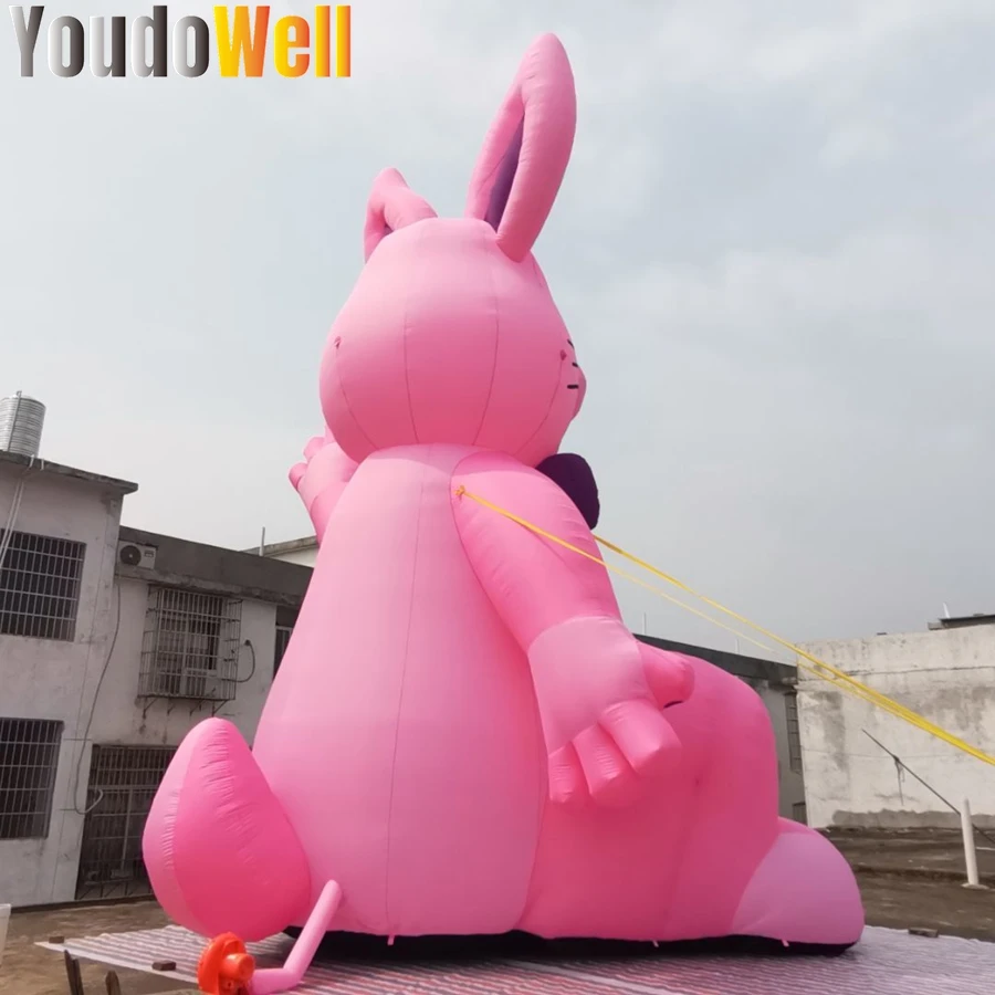 Conejito rosa de Pascua inflable de 8m de alto, uso para festivales y eventos