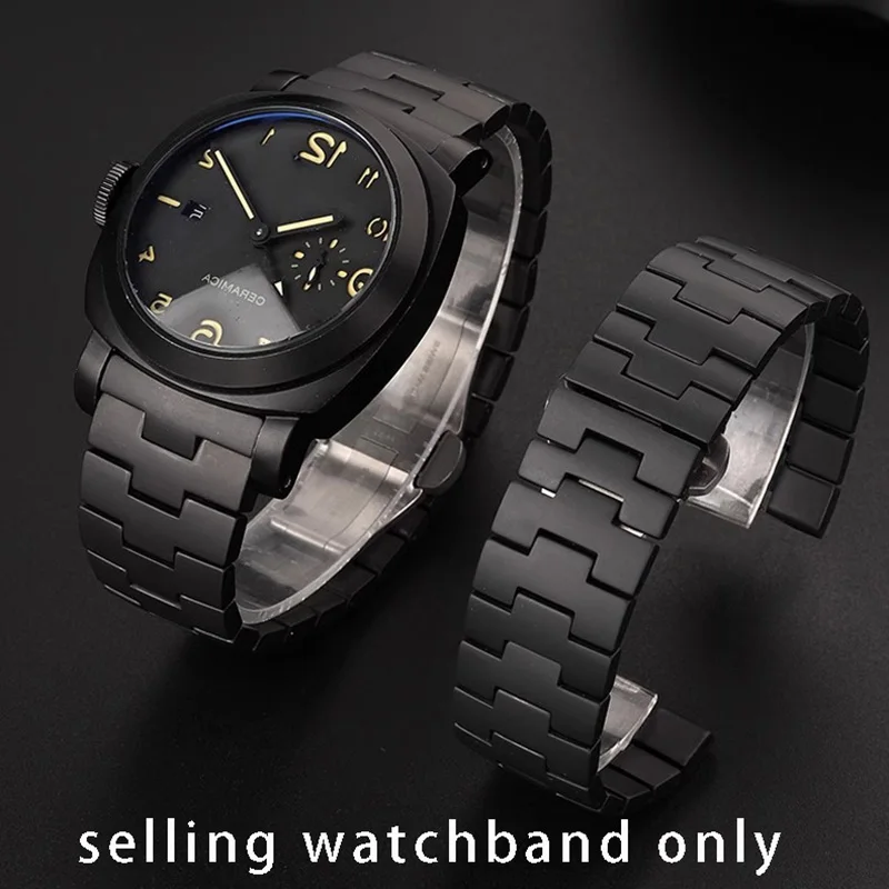 Ceramic notch wristband 24mm for Panerai watch strap PAM441/438 arc series frosted ceramic watchband accessories men's bracelet