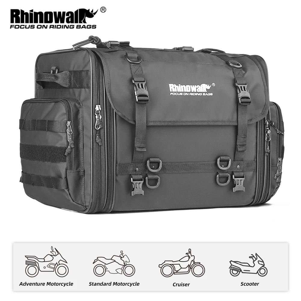 

Rhinowalk Motorcycle Bag 19L-80L Waterproof PVC Large Capacity Universal Rear Seat Tail Saddle Bag Outdoor Travel Luggage Pack