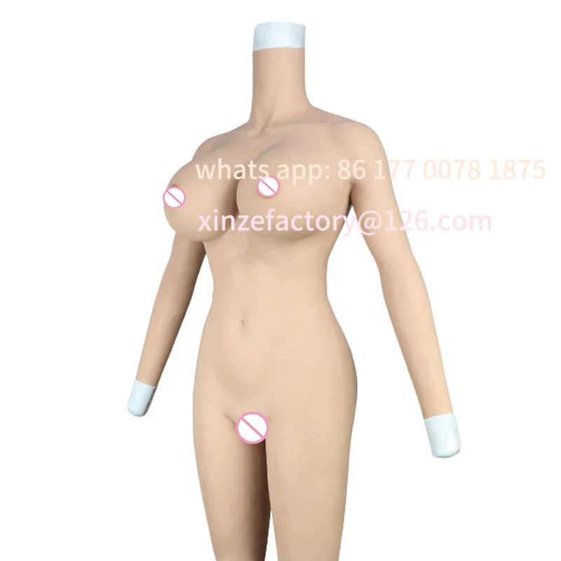 Customizable Realistic Bodysuit Silicone Breasts With Arm H Cup Female Fake Boobs Suit for Sissy Crossdresser