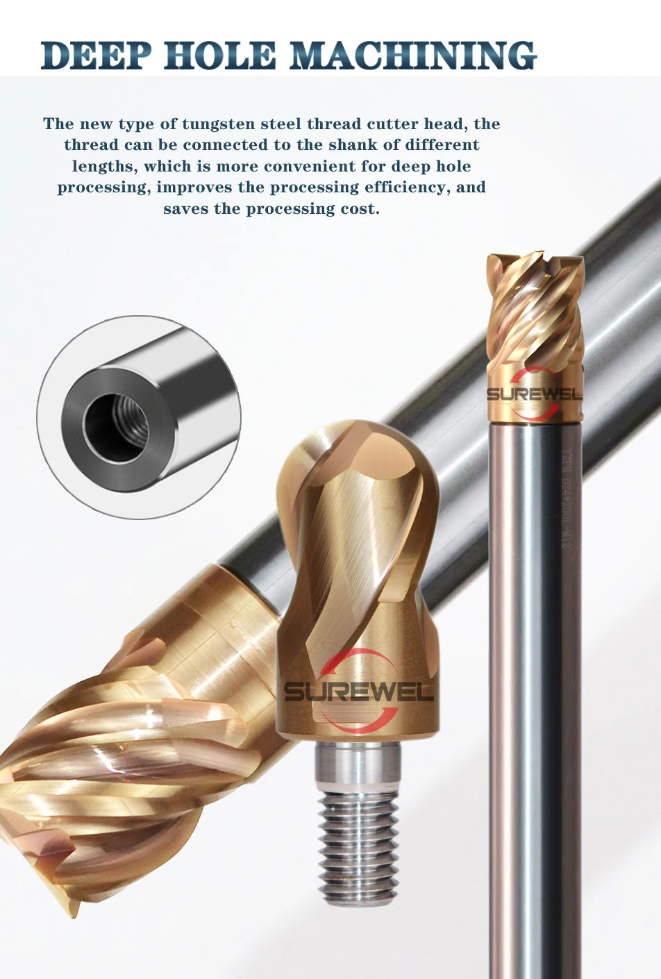 CNC Modulare Gewindete Fräsköpfe R1 R2 mit Rundem Fräsprofil, Antivibrations-Flachfräser mit Gewindeanschluss – Detail 6