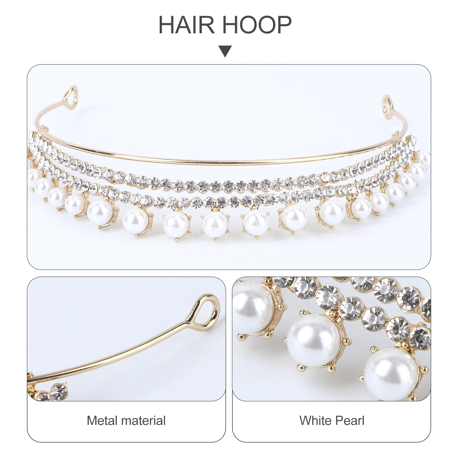 

Pearl Bride Crown Rhinestone Headband Crystal Hair Accessories Wedding Headdress Photoshoot Props Elegant Hairstyles Matching