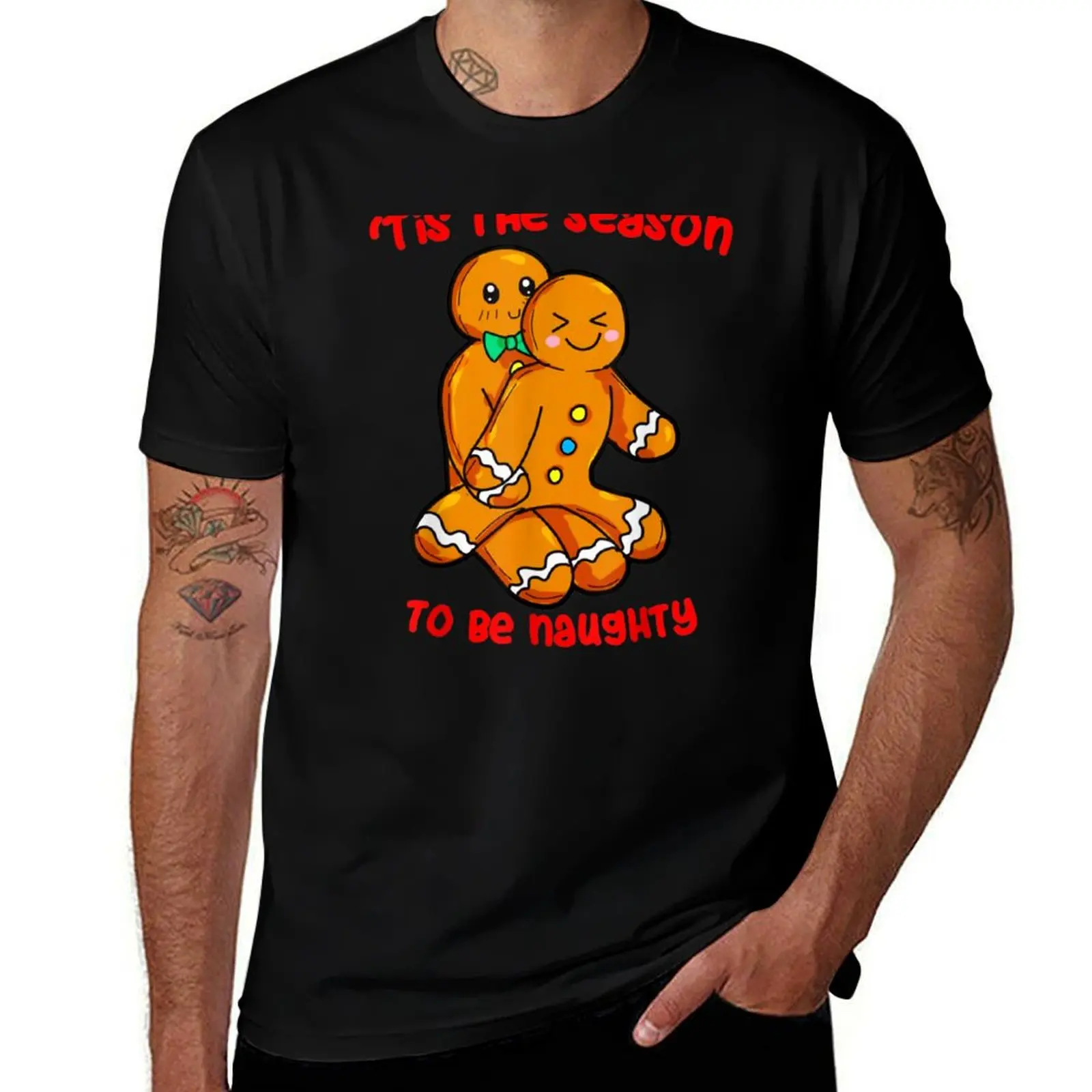 

Tis The Season Christmas Gingerbread Couple Naughty Xmas T-Shirt t shirts designer T-Shirt