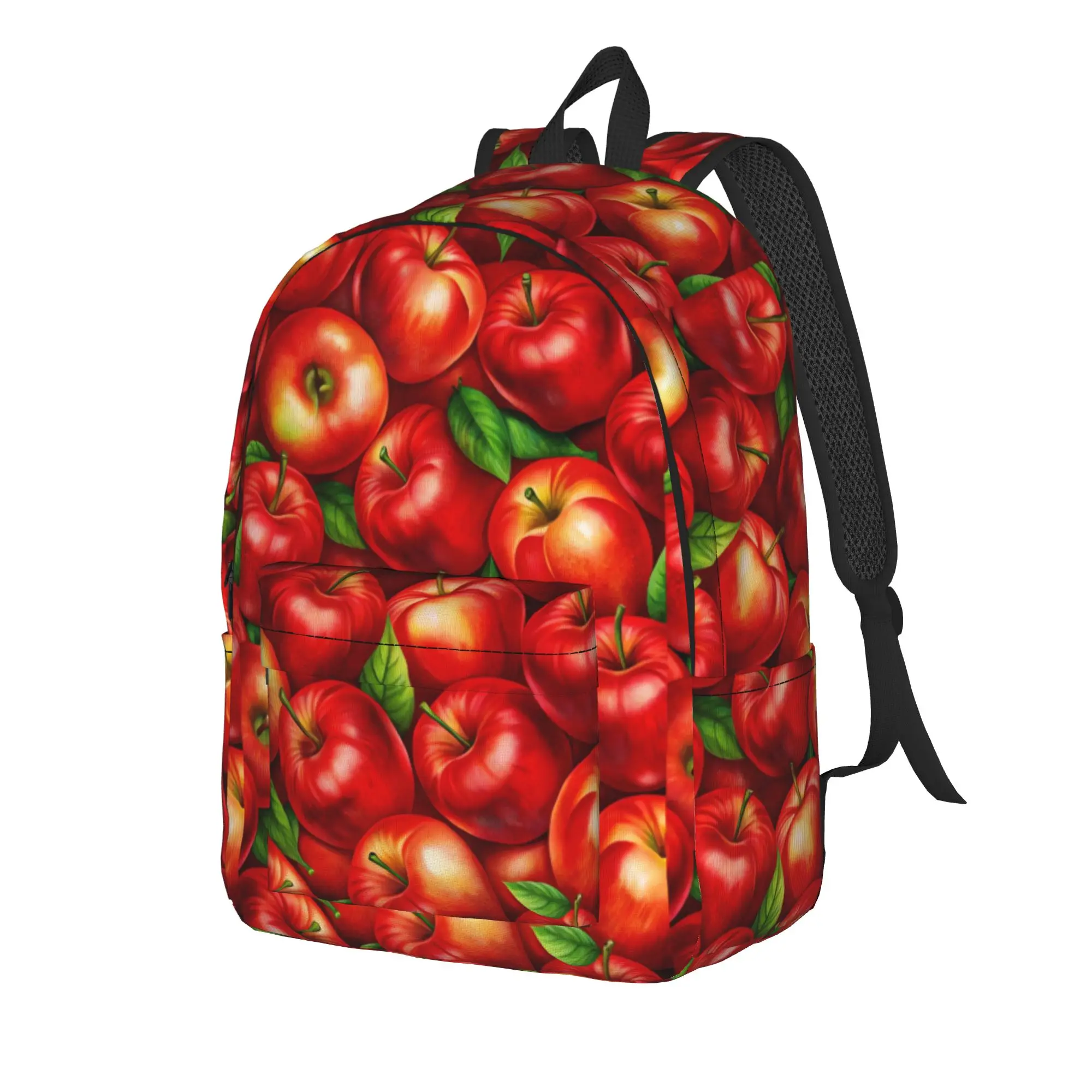 Red Apple Fruit Art Backpack  Boy Polyester Camping Backpacks Durable Stylish High School Bags Rucksack