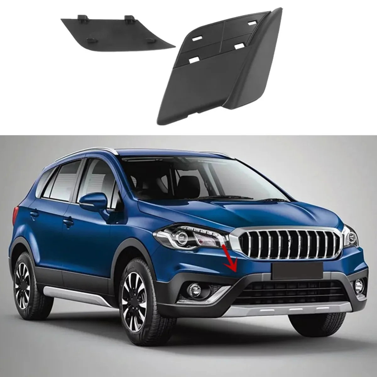 For Suzuki S-Cross SX4 S Cross Facelift 2016 2017 2018 2019 2020 Car Trailer Cover set Front Bumper Tow Hook Cover Trailer Cap