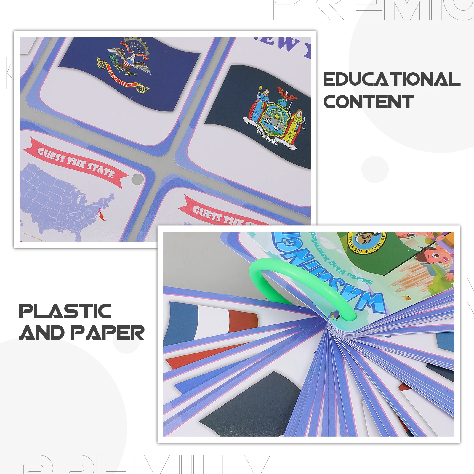 

1Set Us State Flags Recognition Flash Cards Safe Educational Cards Kids Learning Parent Child Activity Educational Flash Card