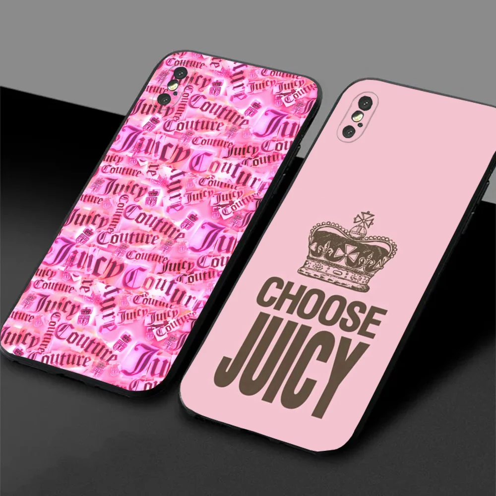 Phone Case For Samsung S24,23,22,30,21,10,9,Ultra,Plus,Lite,FE,5G J-Juicy C- Couture Black Soft Case