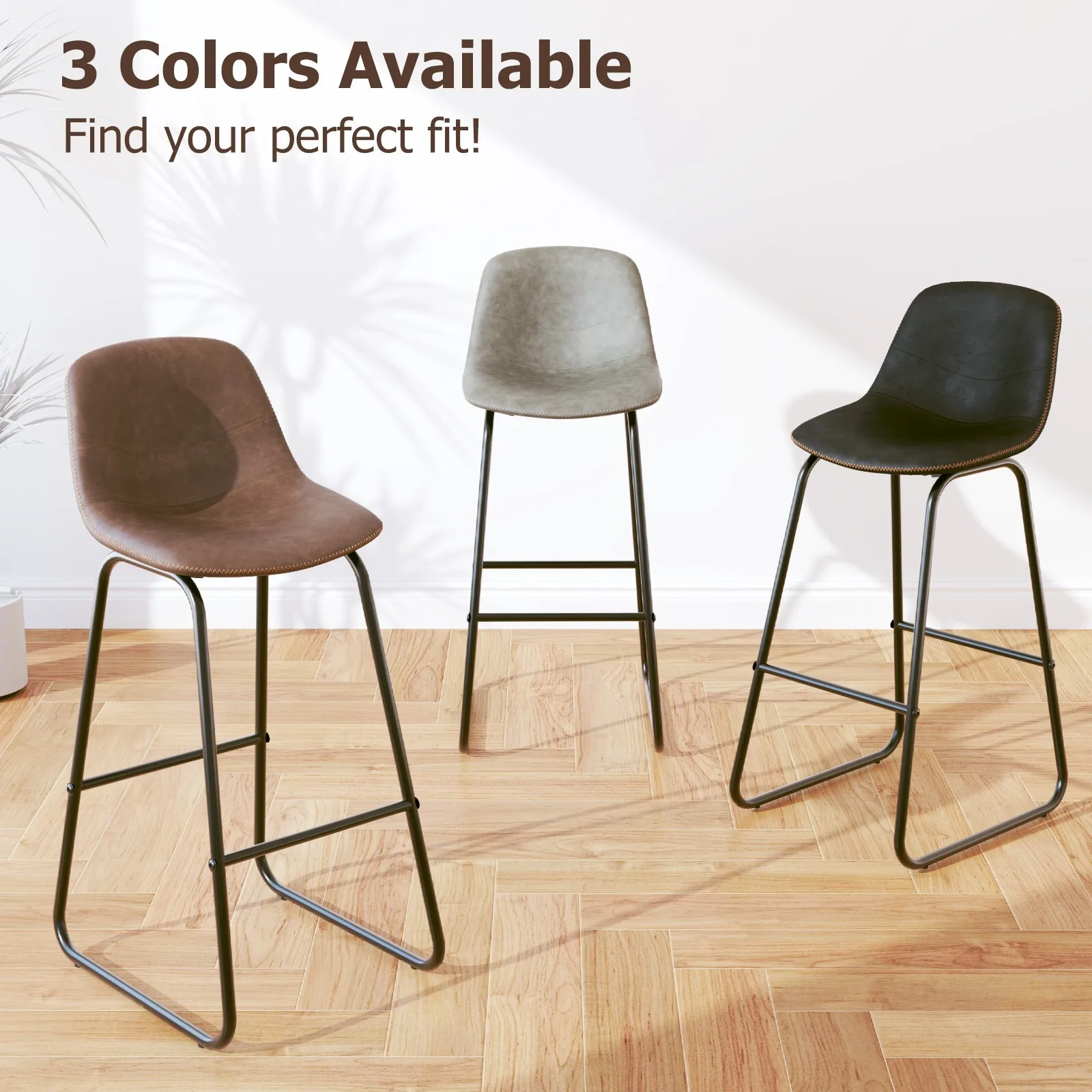 

Набор из 2 барных стульев с подлокотниками из искусственной кожи для кухни и гостиной