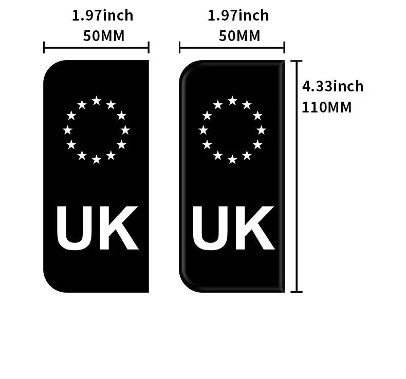 2PCS Black EU Number Plate Field Waterproof Vinyl Sticker Decal for Car Trailer Caravan Bus D E GB NL PL DK CZ SK