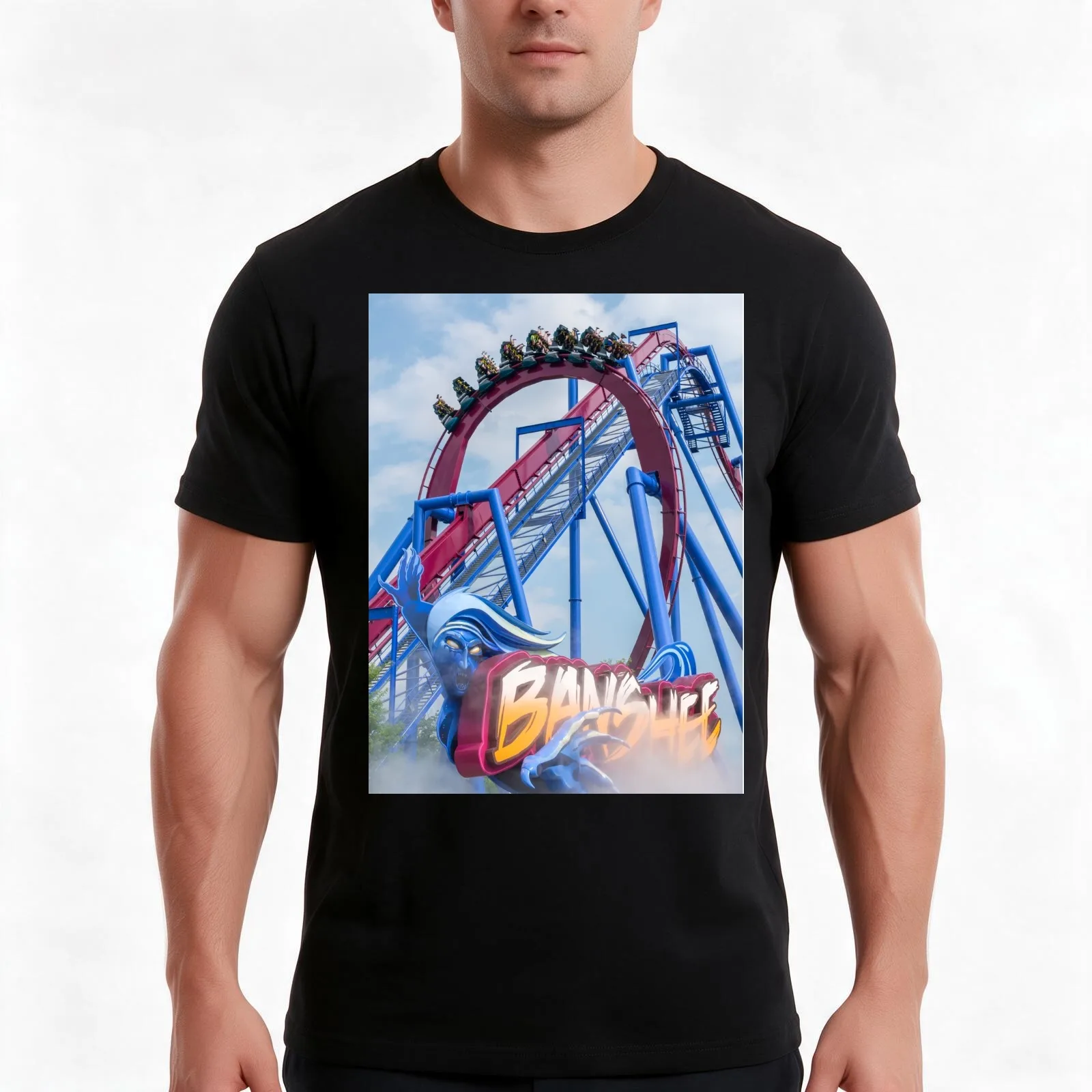 Banshee Roller Coaster T-Shirt Summer Casual Cotton Tee Oversized Streetwear Tops Vintage Graphic Print Unisex Men Women