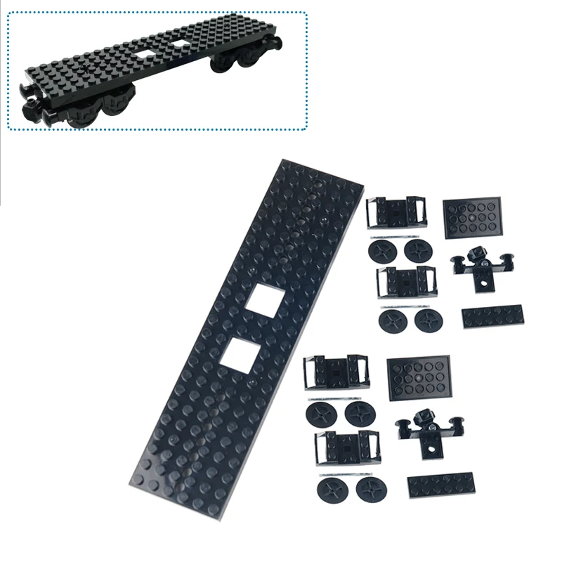 Train Base Technical Building Blocks Parts City Train Accessories Train Chassis Plate MOC Bricks Model Assembled DIY Toys