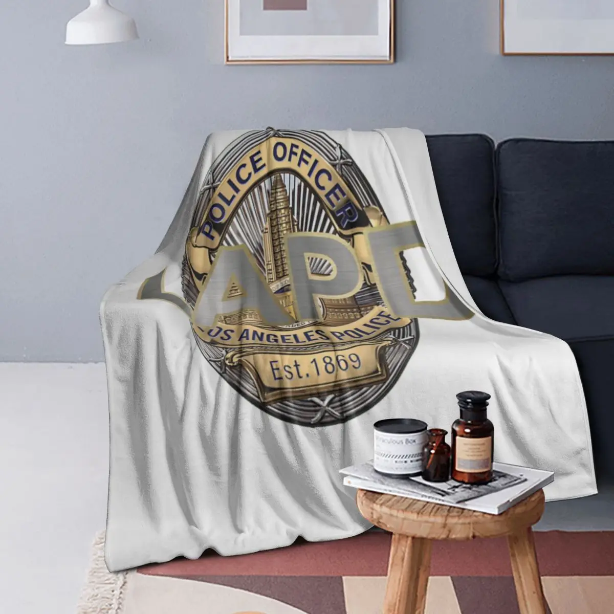 

POLICE OFFICER LAPD Blanket Soft Warm Flannel Throw Blanket Cover for Bed Living room Picnic Travel Home Couch
