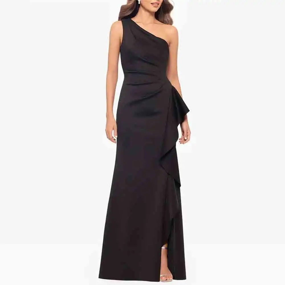 One Shoulder Evening Dresses 2026 Ruffled Pleated Sleeveless Women's Formal Evening Gowns Elegant Prom Dress Mermaid Party Gown