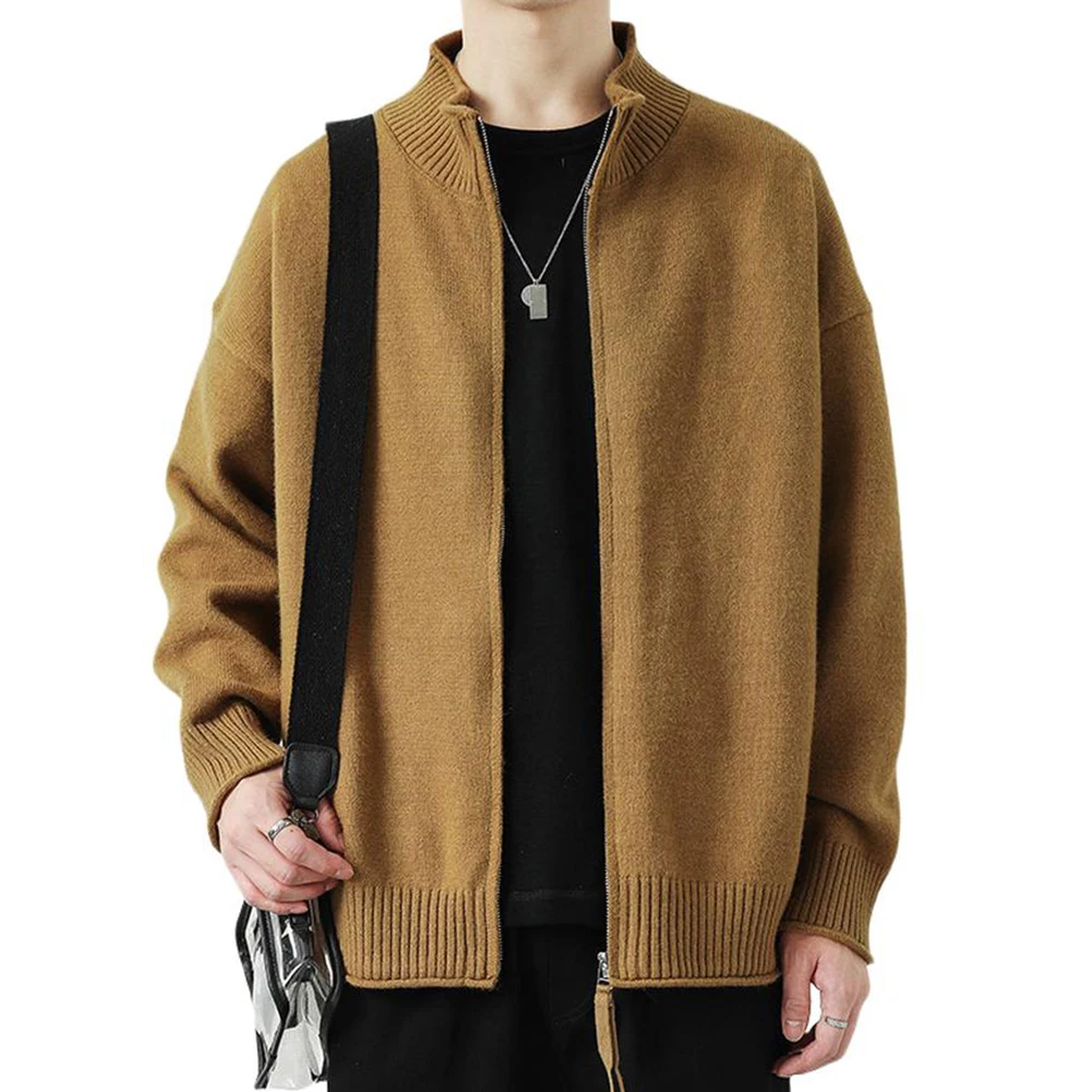 Cappotto invernale lavorato a maglia da uomo caldo e semplice con cerniera Capispalla casual