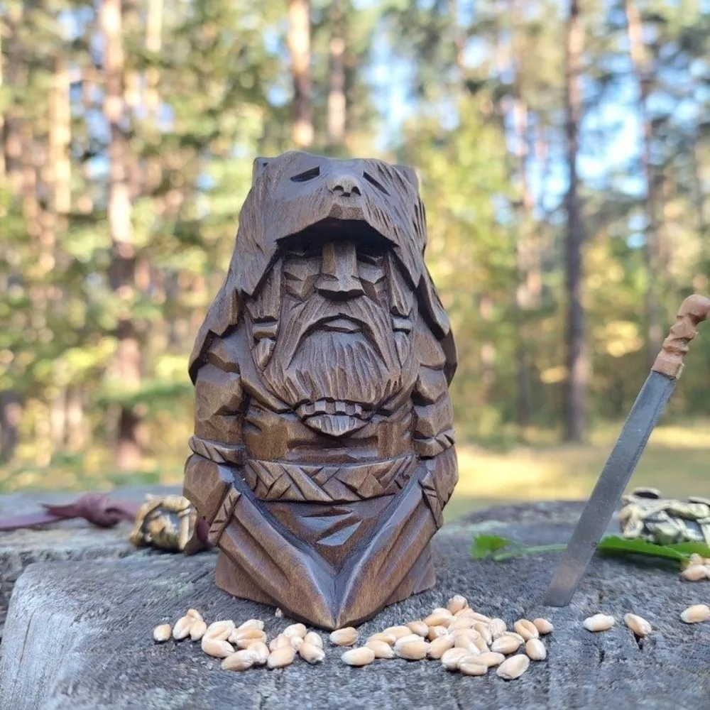 Odin Norse Pagan God Figurine Hand Carved Tyr Resin Viking Statue Ulfhednar Mythology Viking Norse Resin Statue Home Decor