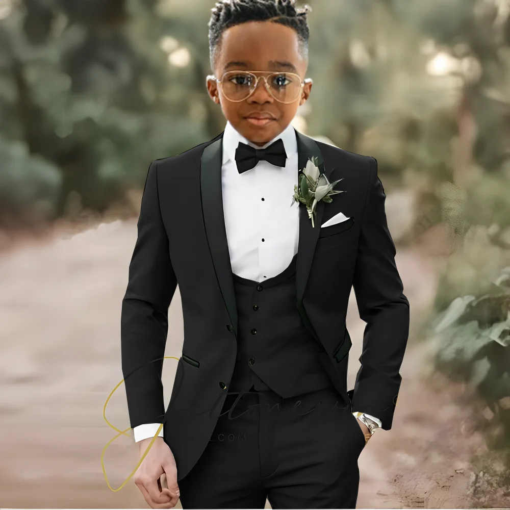 Elegant Light Green Formal Wedding Boy Suit Tuxedo Prom Slim Fit Blazer Boy High Quality Custom 3 Piece Costume Kids