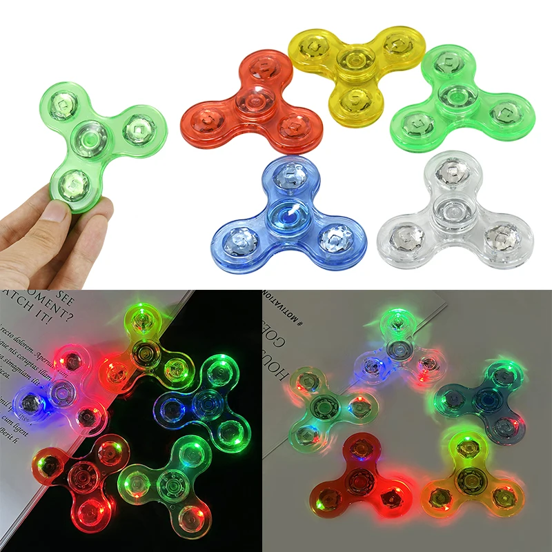 Crystal Luminous LED Light Fidget Spinner Hand Top Glow In Dark Gyroscopes Stress Relief Toys Birthday Party Gift Kids Toys