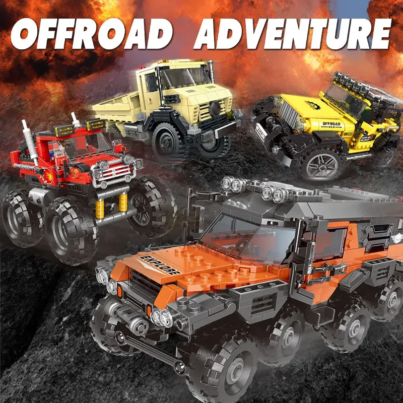 Hot Technische Off-road Racing Voertuig Vrachtwagen Auto Model Bouwstenen Stad Monster Vrachtwagens Bricks Speelgoed Voor Kinderen Gift