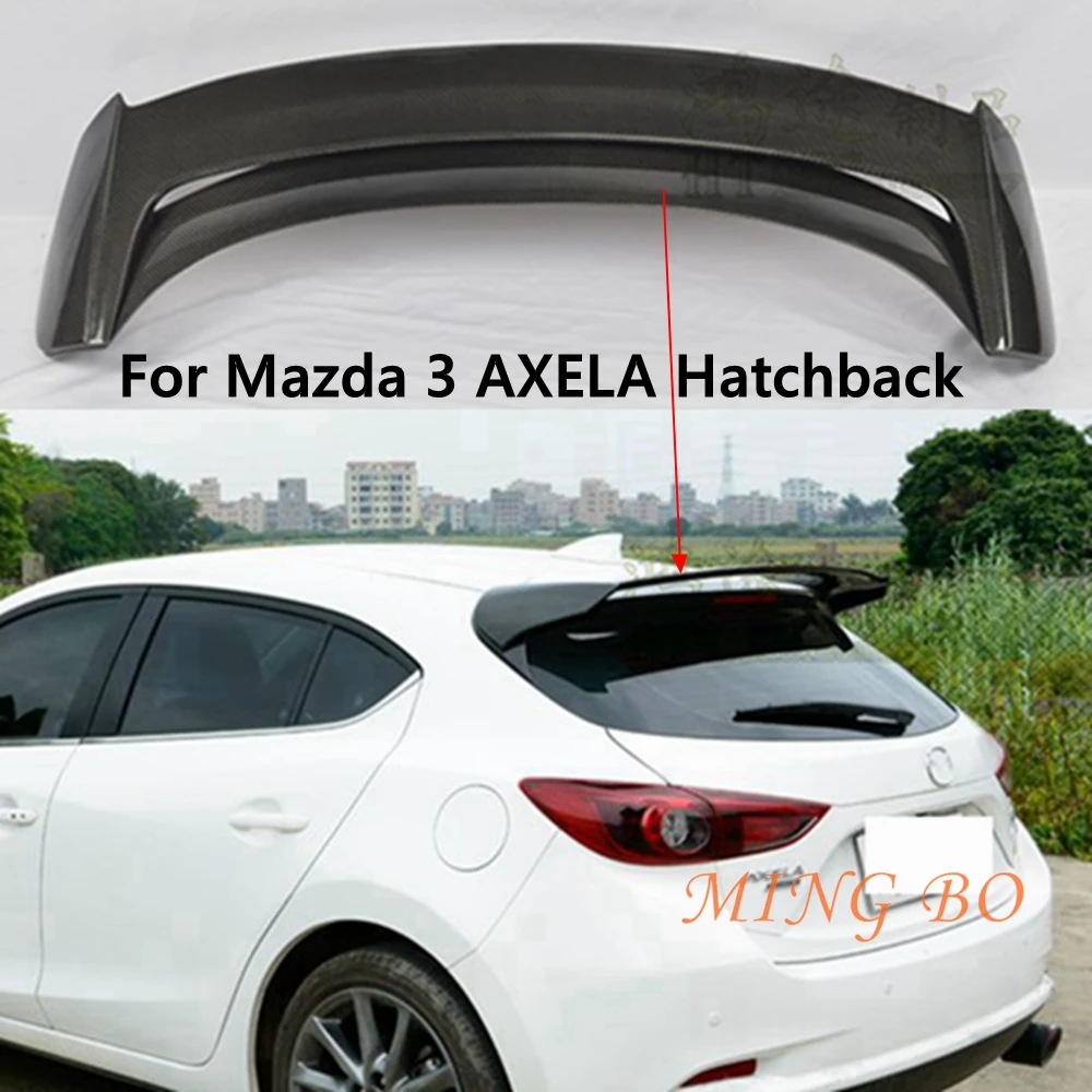 

For Mazda 3 AXELA Hatchback 2014 2015 2016 2017 Real Carbon Fiber FRP Rear Roof Double Layer Spoiler