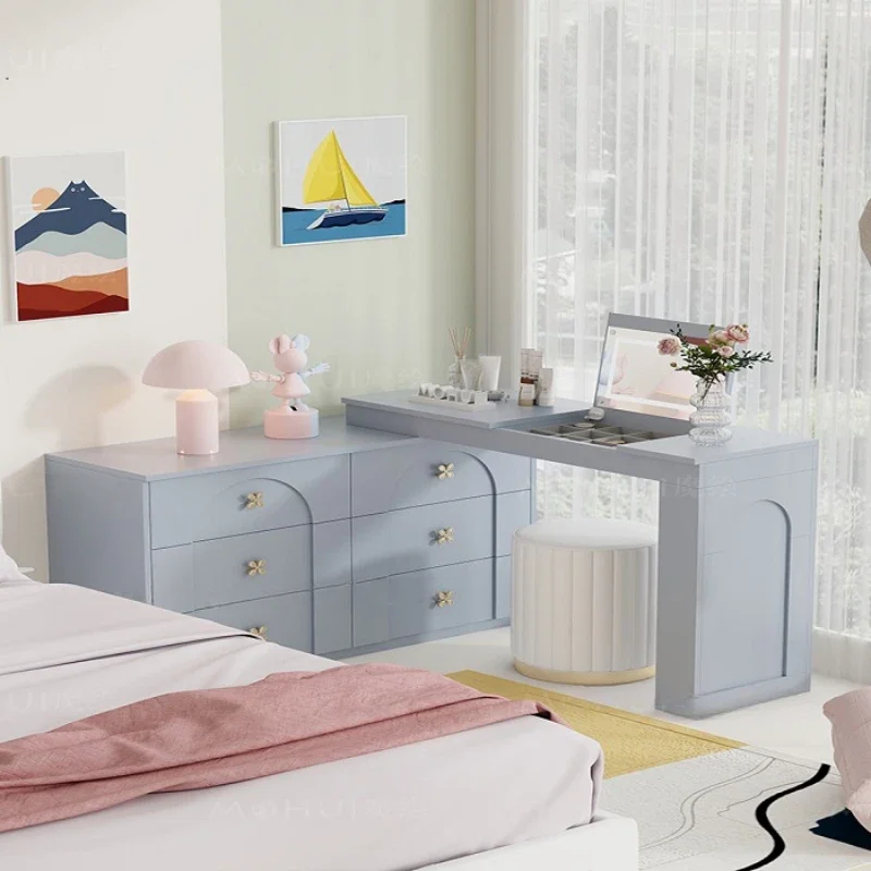

Organizer Drawers Vanity Table Storage Mirror Pink Corner Makeup Bedroom Vanity Girl Cabinet Luxury Penteadeira Furniture