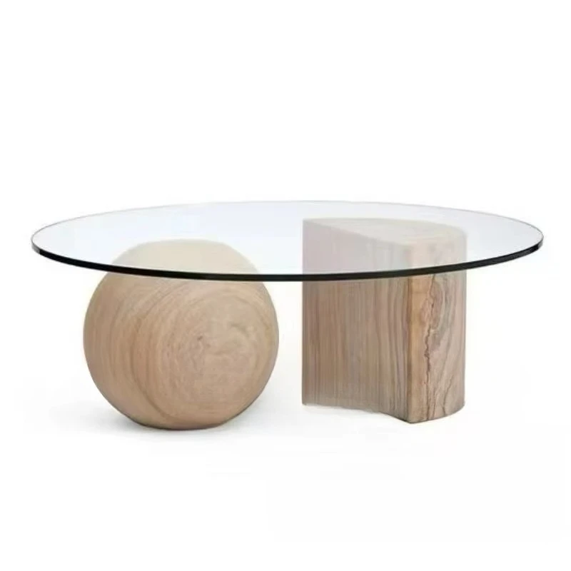 Modern living room round coffee table light luxury tempered glass coffee table creative personalized tea table