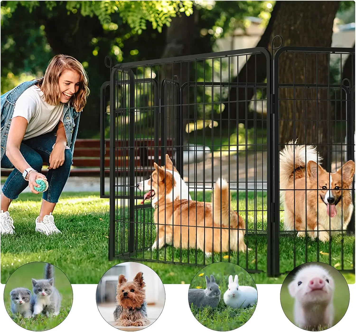 Dog Fence for The Yard, 16 Panels 32” Height x27.5” Width,Puppy Playpen for Small Medium Dog Portable Dog Playpen Exercis