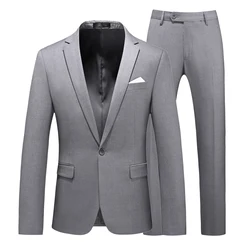 Plus Size 6XL-M New Fashion Men Suits With Pants Formal Groom Wedding Slim Fit Tuxedo Dress Jackets Pants Homme 2 Pieces Set