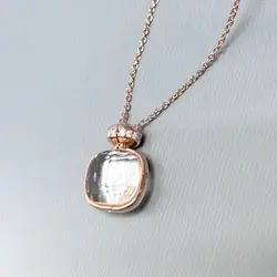 Pendant Necklace for Women London Blue Topaz Pendant Candy Color Perfume Bottle Shape Elegant Fashion Jewelry