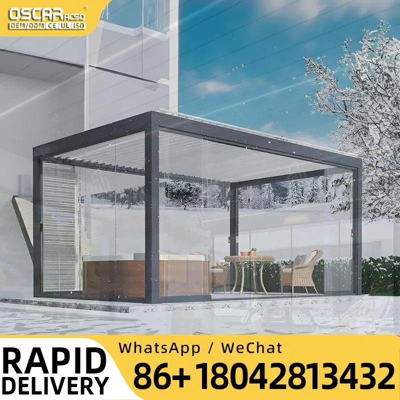 Stylish Aluminium Outdoor Sunroom Kit Weatherproof Glass Door Backyard Patio Gazebo Contemporary Solarium Studio Lounge Space US