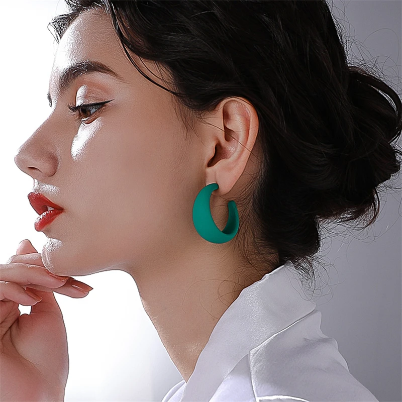 Fresh mint blue wild C-shaped earring earrings girl heart soft girl candy color Korean style earrings women pendientes mujer