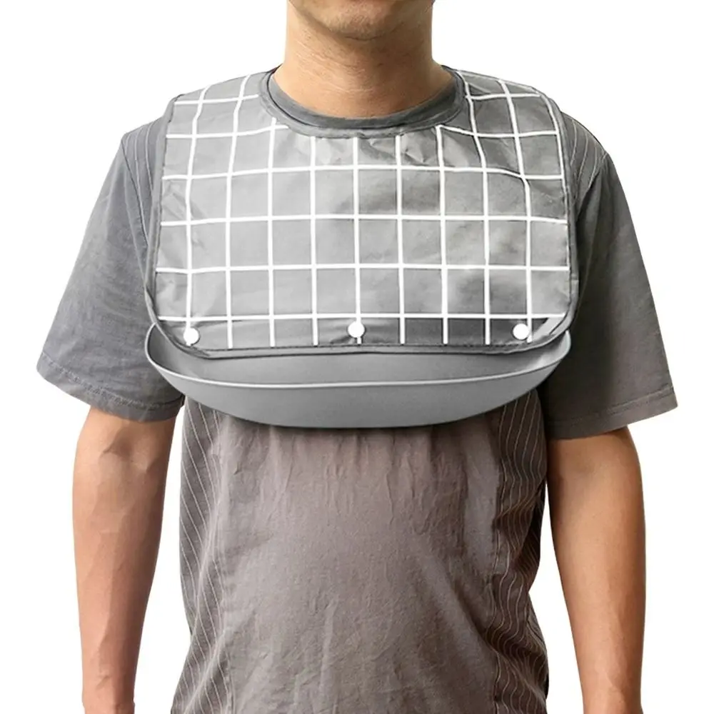 New S/M/L Adult Bib Waterproof Dirt Resistant Adult Cover Washable Adjustable Elder Mealtime Bib Dinning Aid